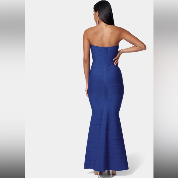 Bebe Luxe Bandage Strapless Gown - Cobalt - Picture 3 of 4